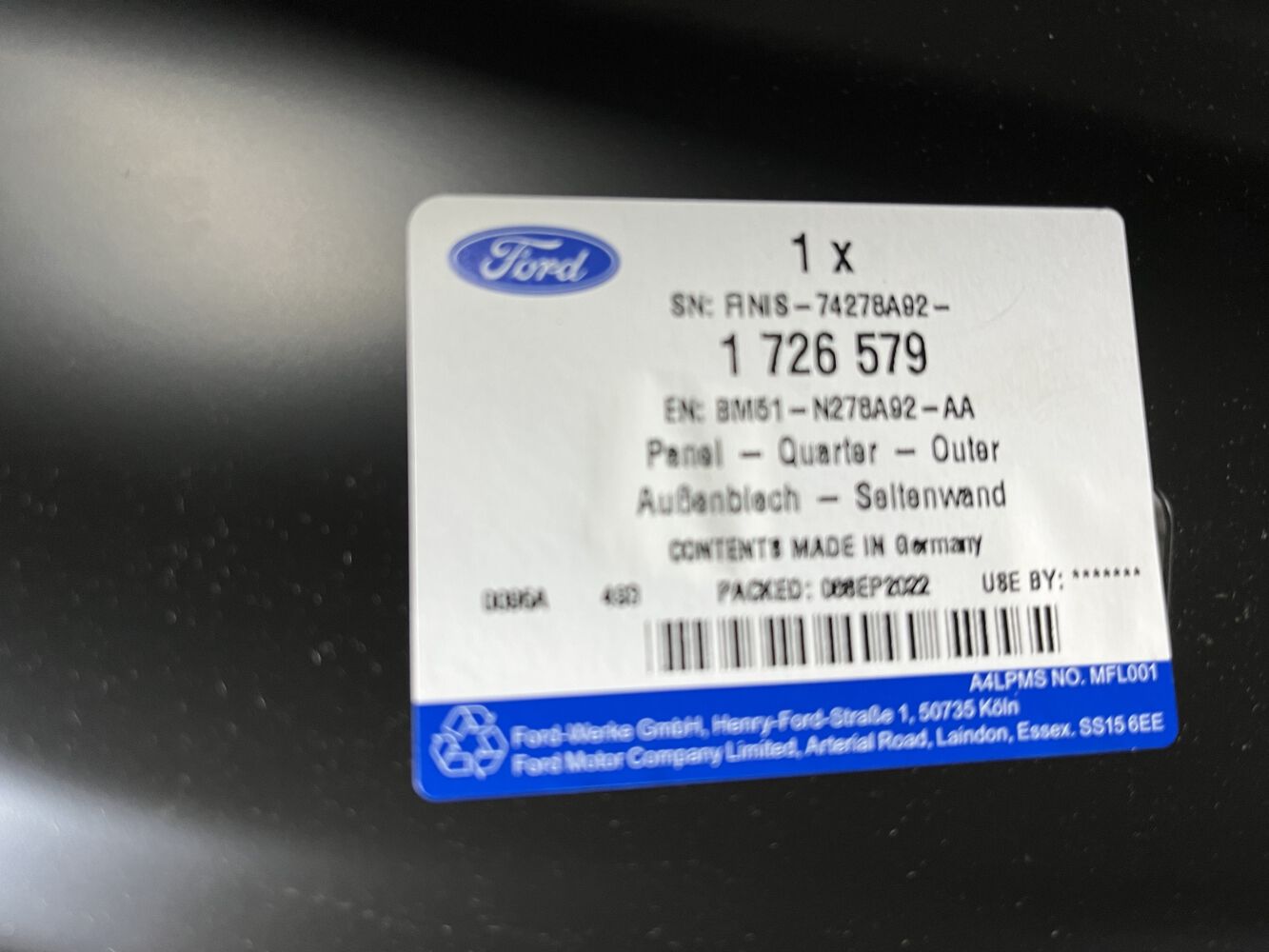 FORD FOCUS III 10- SEITENWAND HINTEN RECHTS ORIGINAL NEU 1726579 